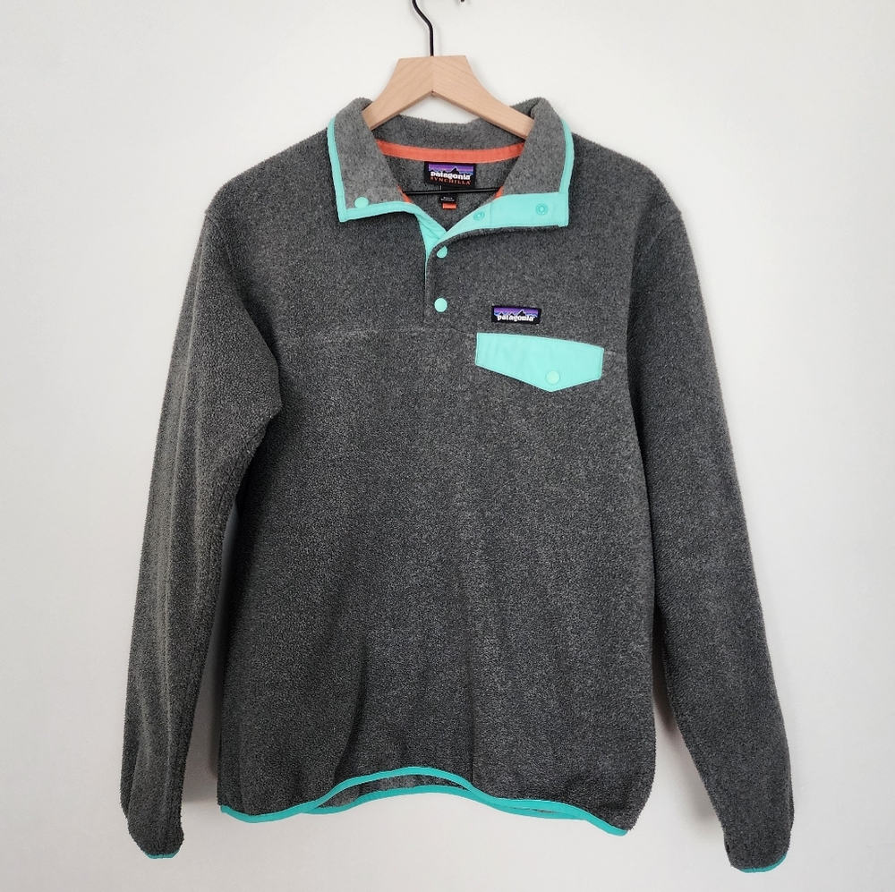 Patagonia Women’s Synchilla Snap-T Fleece Pullover Size M Gray Teal